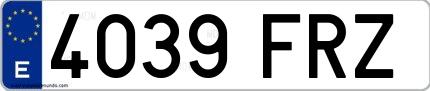 Ejemplo de matrícula española 4039 FRZ