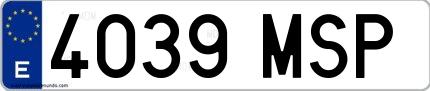 Ejemplo de matrícula española 4039 MSP