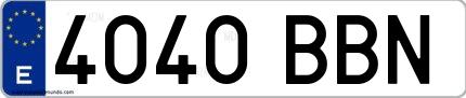 Ejemplo de matrícula española 4040 BBN