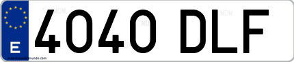 Ejemplo de matrícula de coche ordinaria 4040 DLF