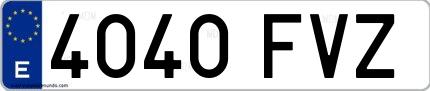 Ejemplo de matrícula española 4040 FVZ