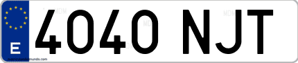 Ejemplo de matrícula de coche ordinaria 4040 NJT