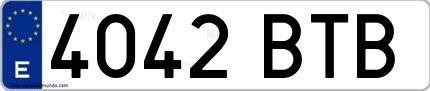 Ejemplo de matrícula española 4042 BTB