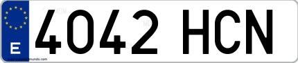 Ejemplo de matrícula española 4042 HCN