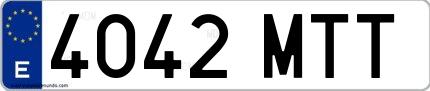 Ejemplo de matrícula española 4042 MTT