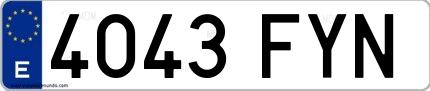 Ejemplo de matrícula española 4043 FYN