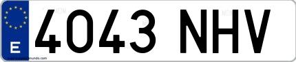 Ejemplo de matrícula española 4043 NHV