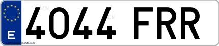 Ejemplo de matrícula española 4044 FRR