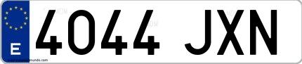 Ejemplo de matrícula española 4044 JXN