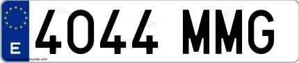 Ejemplo de matrícula española 4044 MMG