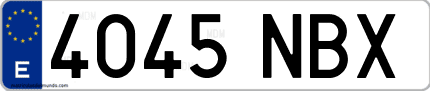 Ejemplo de matrícula de coche ordinaria 4045 NBX