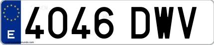 Ejemplo de matrícula española 4046 DWV