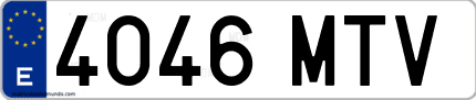 Ejemplo de matrícula de coche ordinaria 4046 MTV