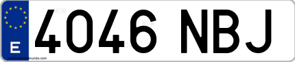 Ejemplo de matrícula de coche ordinaria 4046 NBJ