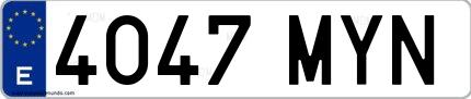 Ejemplo de matrícula española 4047 MYN