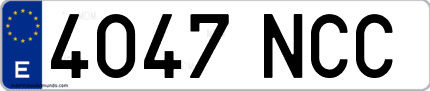Ejemplo de matrícula de coche ordinaria 4047 NCC
