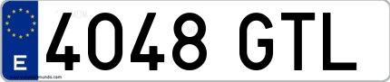 Ejemplo de matrícula española 4048 GTL