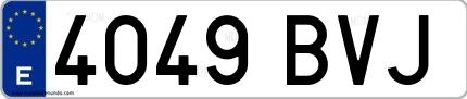 Ejemplo de matrícula española 4049 BVJ