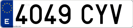 Ejemplo de matrícula de coche ordinaria 4049 CYV