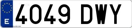 Ejemplo de matrícula española 4049 DWY
