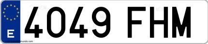 Ejemplo de matrícula española 4049 FHM