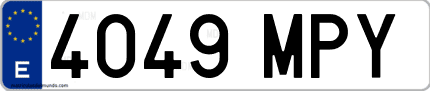 Ejemplo de matrícula de coche ordinaria 4049 MPY