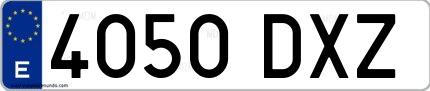 Ejemplo de matrícula española 4050 DXZ