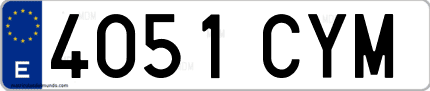 Ejemplo de matrícula de coche ordinaria 4051 CYM