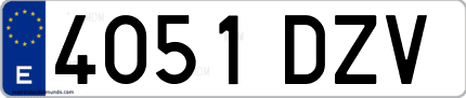 Ejemplo de matrícula de coche ordinaria 4051 DZV