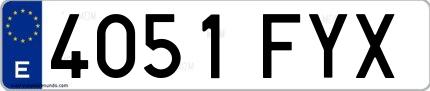 Ejemplo de matrícula española 4051 FYX