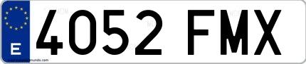 Ejemplo de matrícula española 4052 FMX