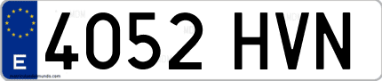 Ejemplo de matrícula de coche ordinaria 4052 HVN