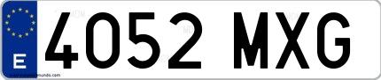 Ejemplo de matrícula española 4052 MXG