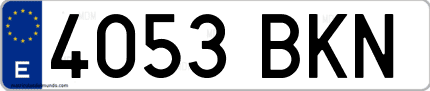 Ejemplo de matrícula de coche ordinaria 4053 BKN