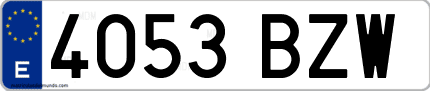 Ejemplo de matrícula de coche ordinaria 4053 BZW