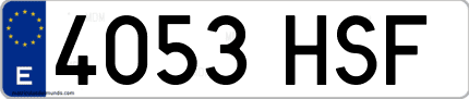 Ejemplo de matrícula de coche ordinaria 4053 HSF
