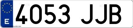 Ejemplo de matrícula española 4053 JJB