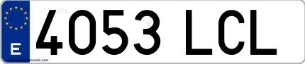 Ejemplo de matrícula española 4053 LCL