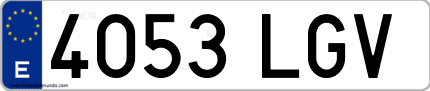 Ejemplo de matrícula de coche ordinaria 4053 LGV