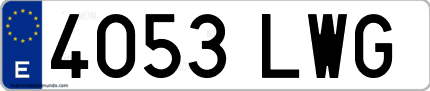 Ejemplo de matrícula de coche ordinaria 4053 LWG