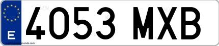Ejemplo de matrícula española 4053 MXB