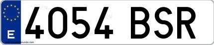 Ejemplo de matrícula española 4054 BSR