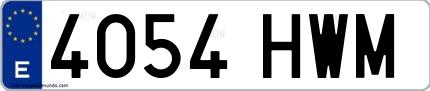 Ejemplo de matrícula española 4054 HWM