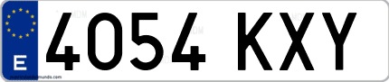 Ejemplo de matrícula de coche ordinaria 4054 KXY