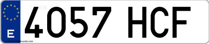 Ejemplo de matrícula de coche ordinaria 4057 HCF