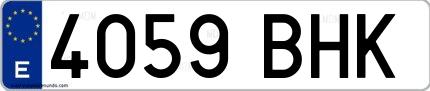 Ejemplo de matrícula española 4059 BHK