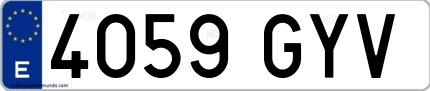 Ejemplo de matrícula española 4059 GYV