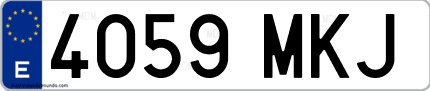 Ejemplo de matrícula de coche ordinaria 4059 MKJ
