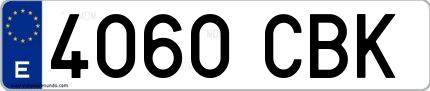 Ejemplo de matrícula española 4060 CBK