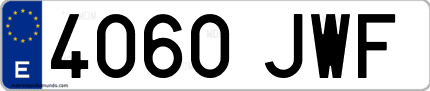Ejemplo de matrícula de coche ordinaria 4060 JWF
